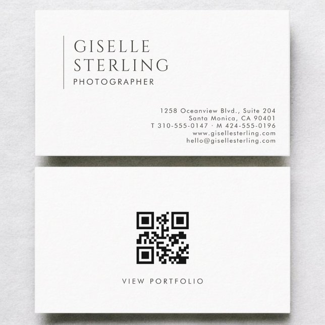 Carte De Visite Code QR Professionnel Moderne Photographe (Créateur téléchargé)