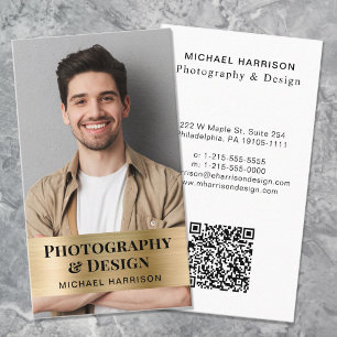 Carte De Visite Code QR professionnel Photo Gold