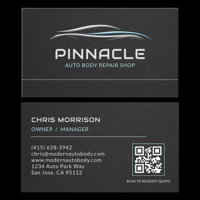 Carte De Visite Code QR professionnel pour atelier de réparation d (Créateur téléchargé)