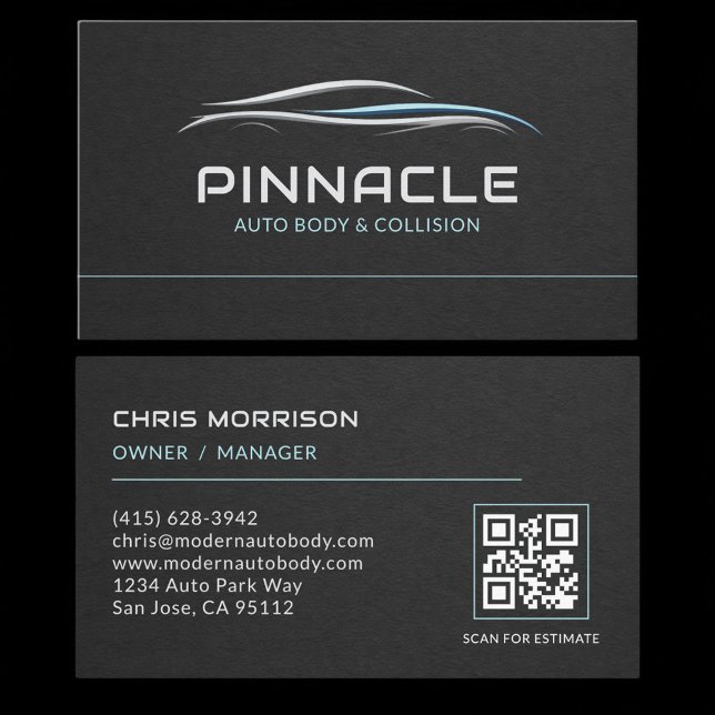 Carte De Visite Code QR Professionnel pour Carrosserie Automobile (Créateur téléchargé)