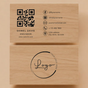 Carte De Visite Code QR professionnel pour ingénieur en bois