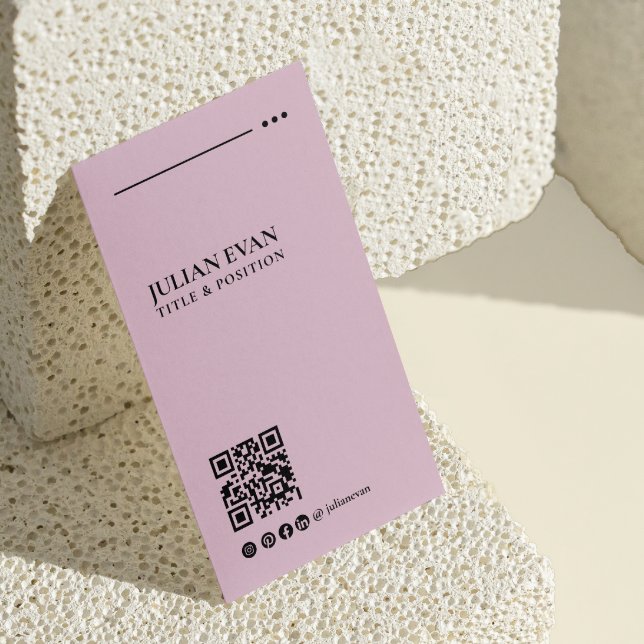 Carte De Visite Code QR professionnel rose moderne LinkedIn (Créateur téléchargé)