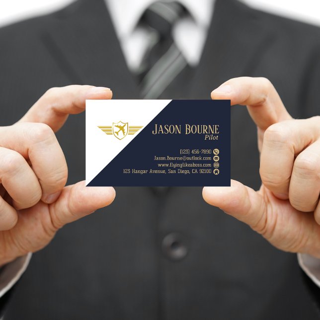 Carte De Visite Code QR Professionnel Simple Bleu Marine (Créateur téléchargé)