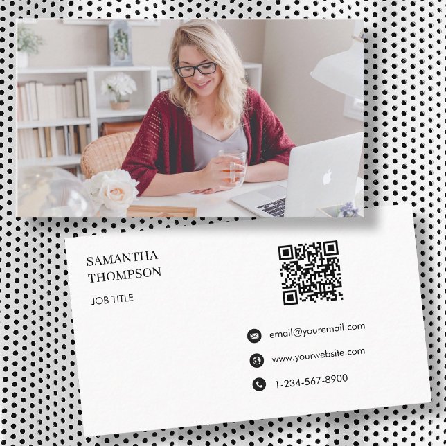 Carte De Visite Code QR professionnel simple et minimal moderne (Modern Simple Minimal Professional QR Code Business Card)
