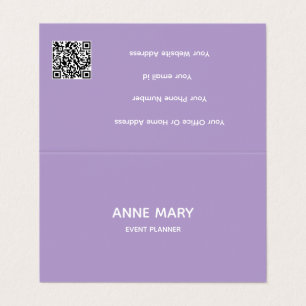 Carte De Visite Code QR Professionnel Violet Blanc Lavande Violet