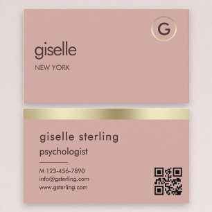 Carte De Visite Code QR Psychologue Rose Or