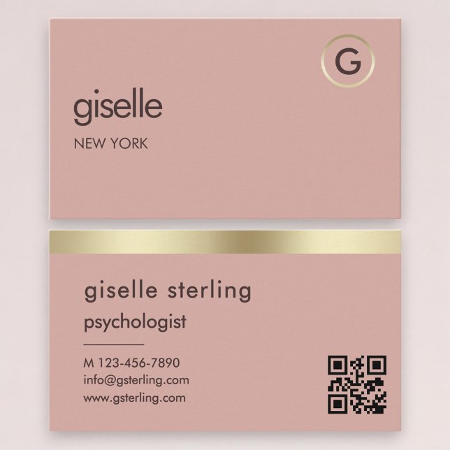 Carte De Visite Code QR Psychologue Rose Or (Créateur téléchargé)