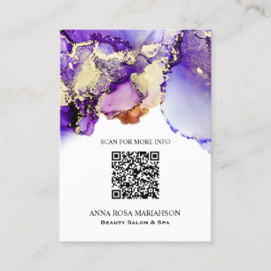 Carte De Visite *~* CODE QR Purple Lavender Glam AP29 Or Doré