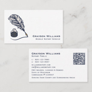 Carte De Visite Code QR Quill Nota Mobile White Navy