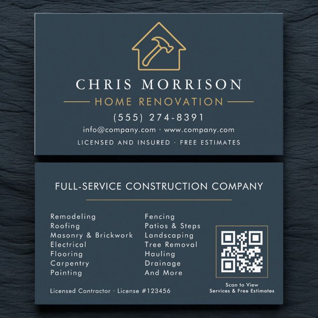 Carte De Visite Code QR Rénovation Réparation à domicile  (Créateur téléchargé)