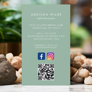 Carte De Visite Code QR Réseaux Sociaux Instagram Facebook Menthe 