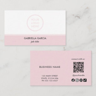 Carte De Visite Code QR Réseaux Sociaux Logo Simple Rose