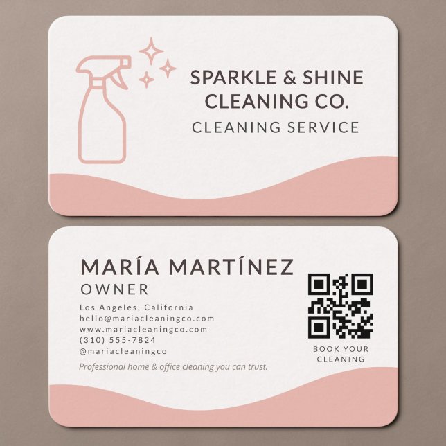 Carte De Visite Code QR Rose de Nettoyage de Maison (Créateur téléchargé)