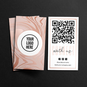 Carte De Visite Code QR Rose Gold Blanc Connectez-vous avec nous M
