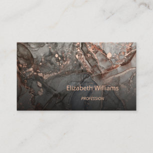 Carte De Visite Code QR rose Gold Grey Ink Marble Scan