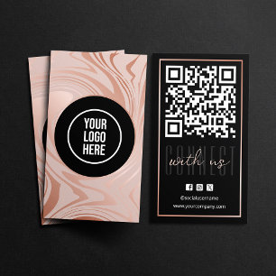 Carte De Visite Code QR Rose Gold Noir Connectez-vous avec nous Mo