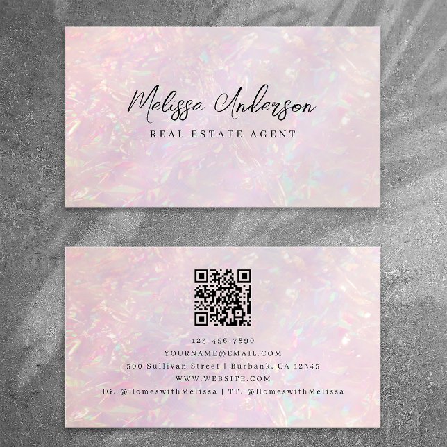 Carte De Visite Code QR rose Luxe (Créateur téléchargé)