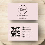 Carte De Visite Code QR rose pour entreprise professionnelle<br><div class="desc">Voici notre Professional Business Blush Pink QR Code Carte de visite, une combinaison de sophistication et de fonctionnalités modernes. Améliorez votre jeu de réseautage avec cette carte élégante et élégante conçue pour créer une impression durable. Avec ses subtiles couleurs rose vif, ce carte de visite est professionnel et élégant. L'ajout...</div>