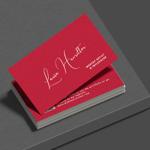 Carte De Visite Code QR rouge influenceuse beauté moderne 