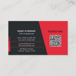 Carte De Visite code QR rouge logo professionnel des médias socia