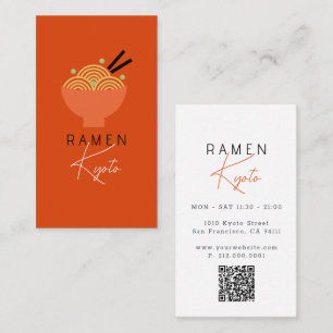 Carte de visite code QR rouge pour restaurant de R