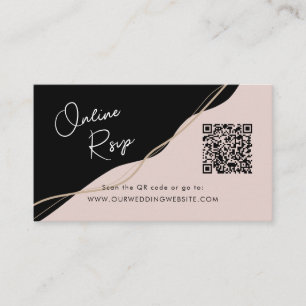 Carte De Visite Code QR RSVP en ligne noir et rose site web de mar