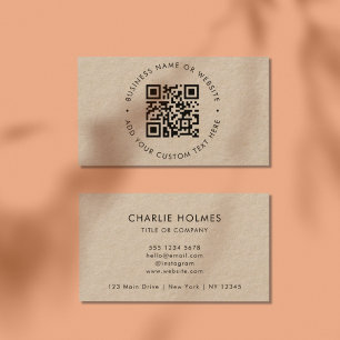 Carte De Visite Code QR   Rustic Kraft Modern Design Professionnel