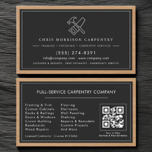 Carte De Visite Code QR Rustique Charpentier Services de Charpente