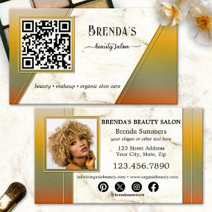Carte De Visite Code QR Salon de Beauté Réseaux Sociaux Photo