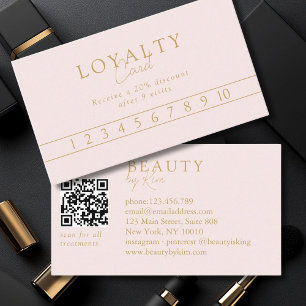 Carte De Visite Code QR salon élégant minimaliste rose et or beige