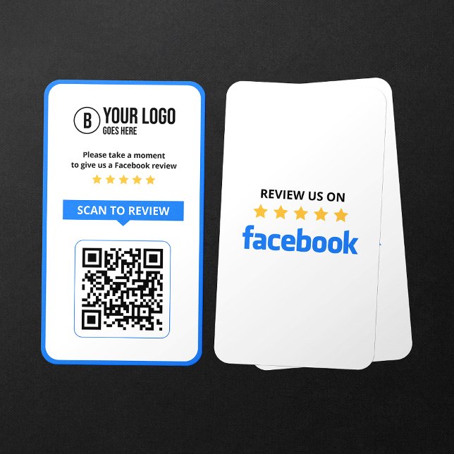 Carte De Visite Code QR scannable 5 étoiles pour les avis Facebook (Créateur téléchargé)
