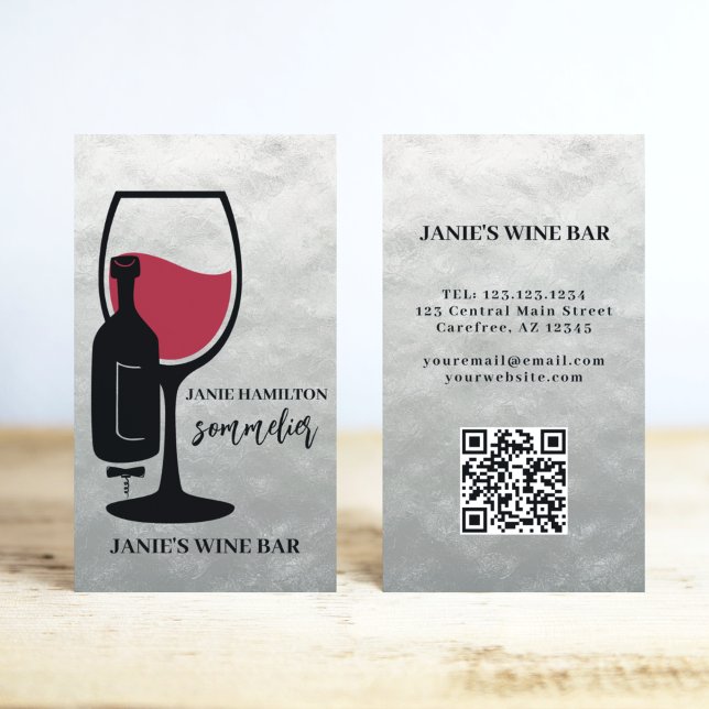 Carte De Visite Code QR scannable du bar à vin (Créateur téléchargé)