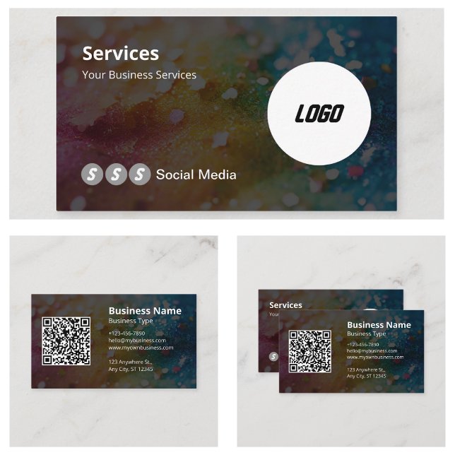 Carte De Visite Code QR scannable Logo Moderne (Modern Logo Scannable QR Code Business Cards)