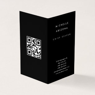 Carte De Visite Code QR scannable professionnel noir minimaliste