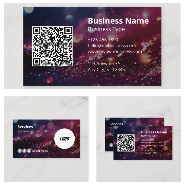 Carte De Visite Code QR Scannable Votre Logo Ici Professionnel (Professional Your Logo Here Scannable QR Code Business Cards)
