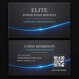 Carte De Visite Code QR Services de Lavage sous Pression Professio