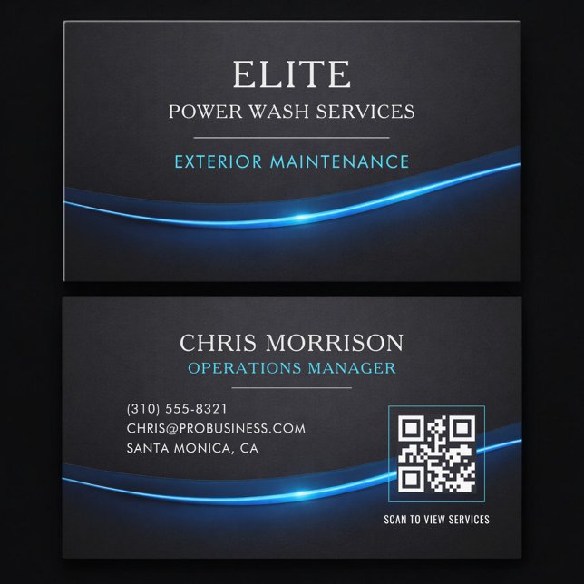 Carte De Visite Code QR Services de Lavage sous Pression Professio (Créateur téléchargé)