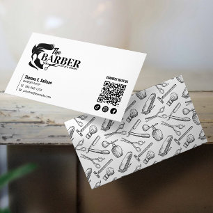 Carte De Visite Code QR simple de coiffeur de salon de coiffure no
