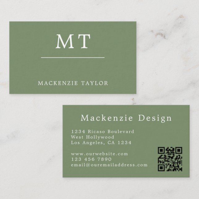 Carte De Visite Code QR Simple Élégant Professionnel (Devant / Derrière)