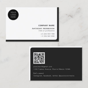 Carte De Visite Code QR simple logo réseau scannable entreprise
