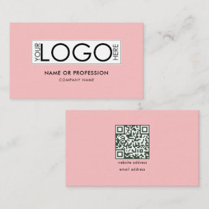 Carte De Visite Code QR Simple Minimaliste Rose Moderne Logo Entre