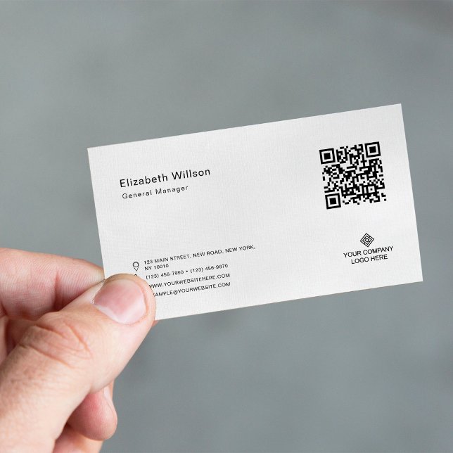 Carte De Visite Code QR simple minimum professionnel logo professi (Créateur téléchargé)