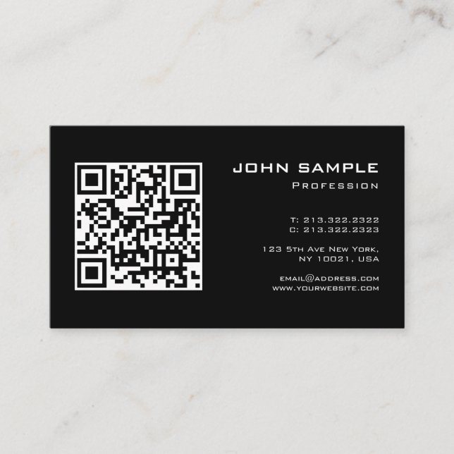 Carte De Visite Code QR simple Modèle moderne et élégant personnal (Devant)