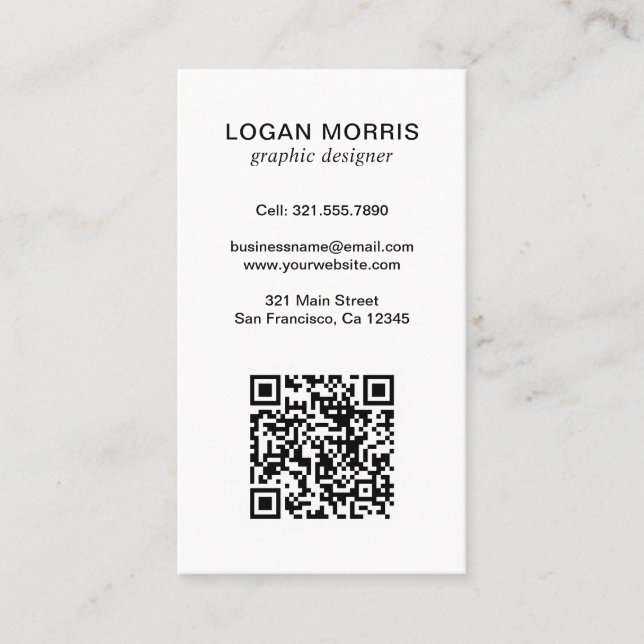 Carte De Visite Code QR simple moderne (Devant)