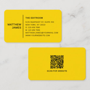 Carte De Visite Code QR Simple Moderne Minimaliste Jaune Doré
