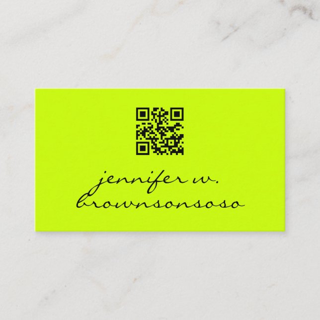 Carte De Visite Code qr simple néon vert (Devant)
