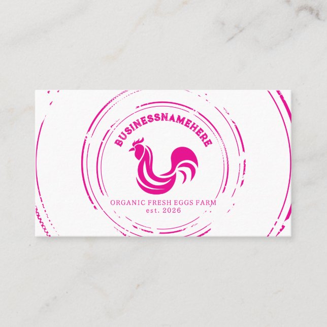 Carte De Visite Code QR Simple Poulet Blanc Rose (Devant)