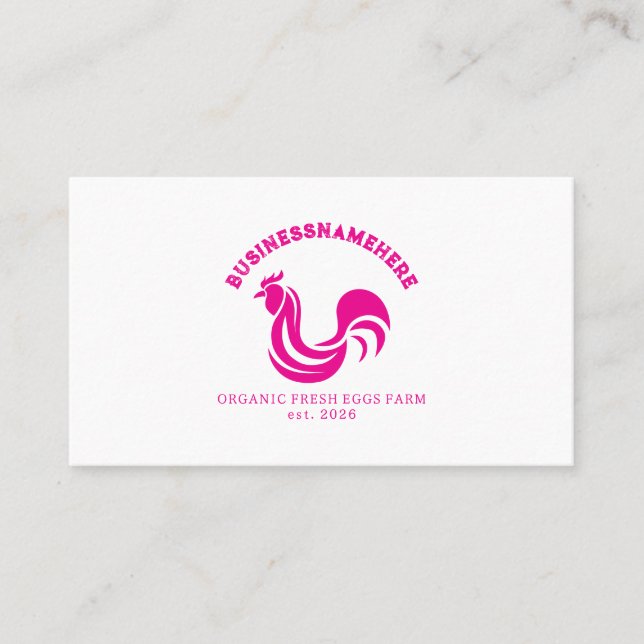 Carte De Visite Code QR Simple Poulet Rose Blanc (Devant)