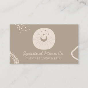 Carte De Visite Code QR Spirituel Lune Étoiles Tons Terre