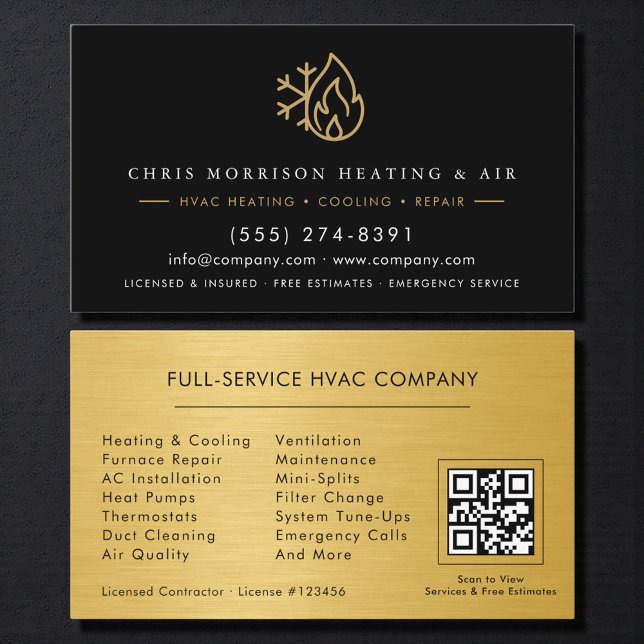 Carte De Visite Code QR Technicien CVC Chauffage & Climatisation (Créateur téléchargé)